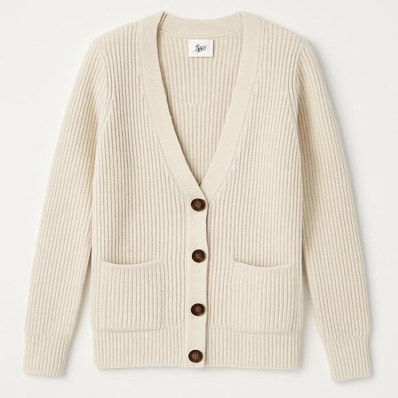 Just Women Size Small Cream Button Cardigan Sweater Pockets - Picture 2 of 8